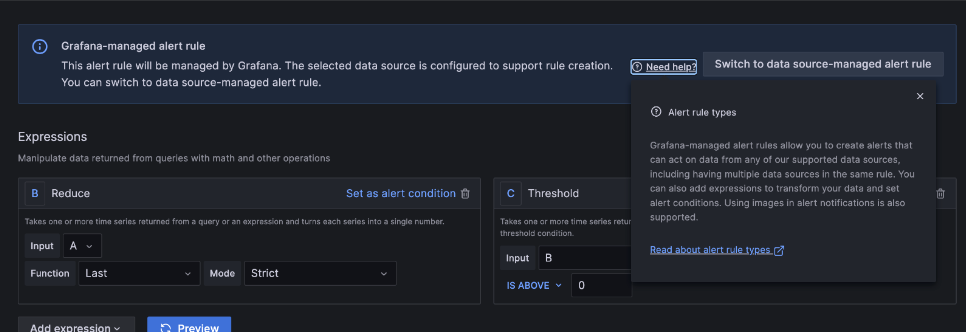 Alert rule types Alert rule types