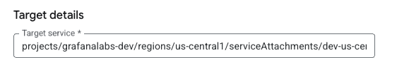Enter Service Attachment URI