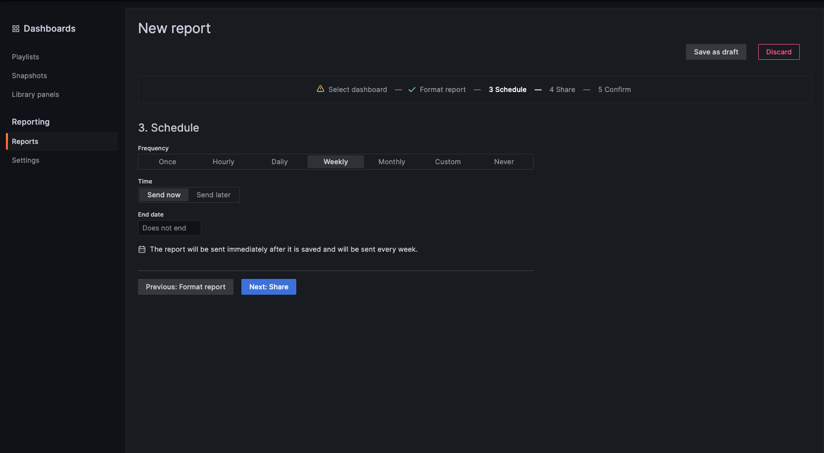 New Grafana report UI New Grafana report UI