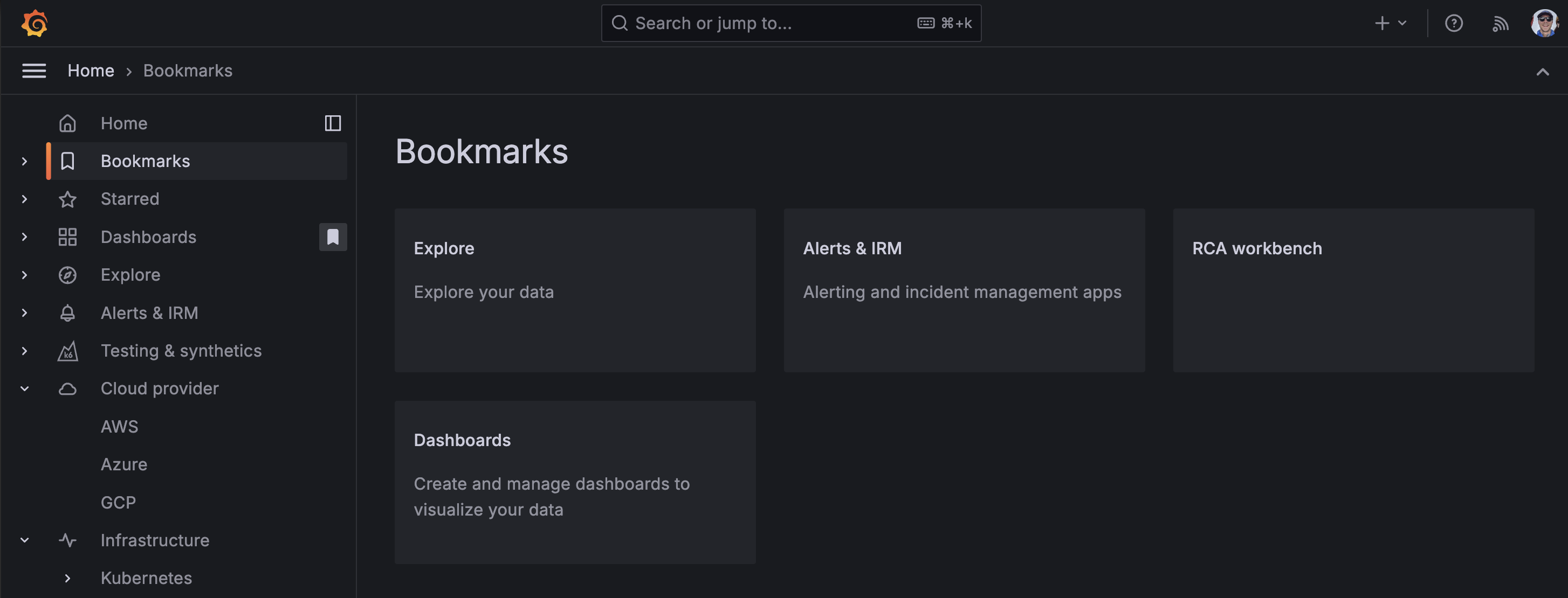 Bookmark pages in the nav bar for quick access. Bookmark pages in the Grafana nav bar for quick access