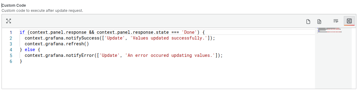 Code and logic after update request