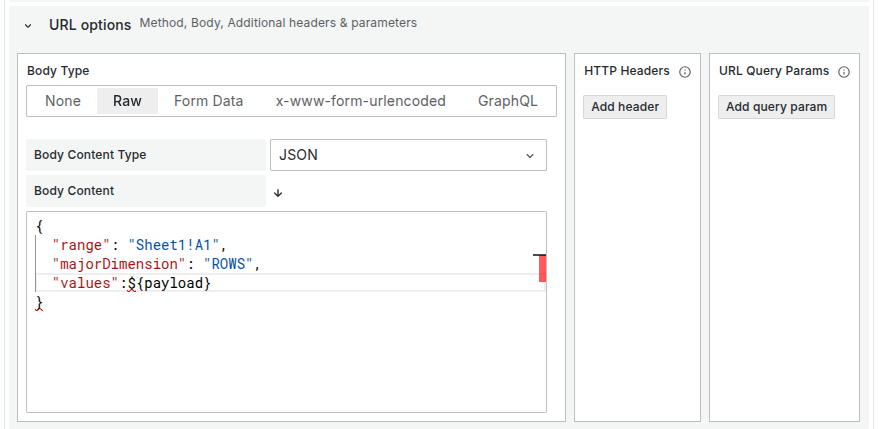 Export Body Configuration in Infinity Data Source