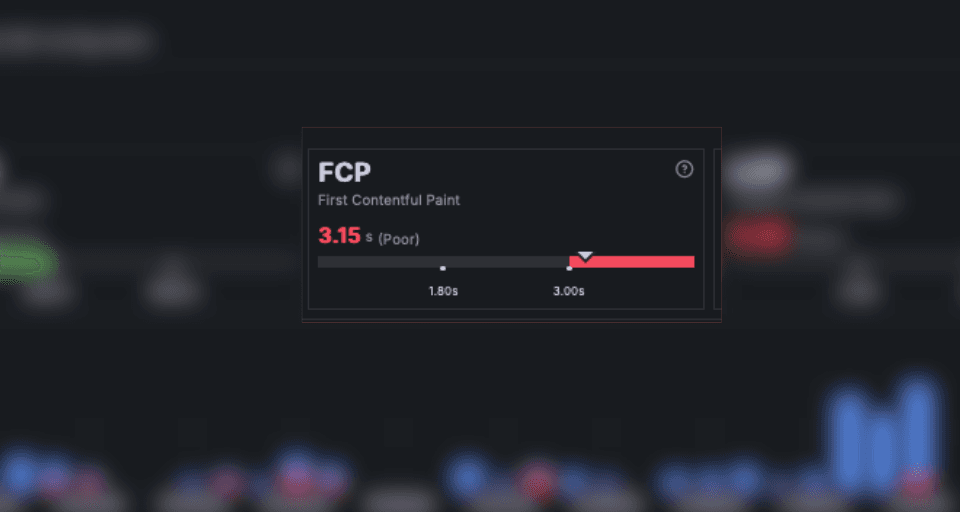 A screenshot of the FCP metric in Frontend Observability
