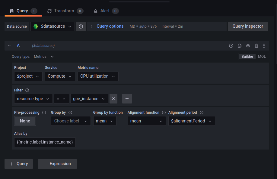 Query builder groupings for Google Cloud monitoring Query builder groupings for Google Cloud monitoring